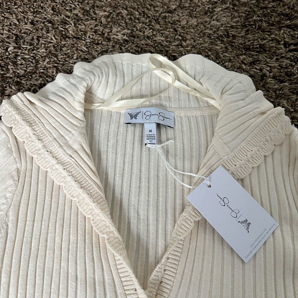 NWT Jessica Simpson Rib-Knit Button Down Sweater - Picture 9 of 11
